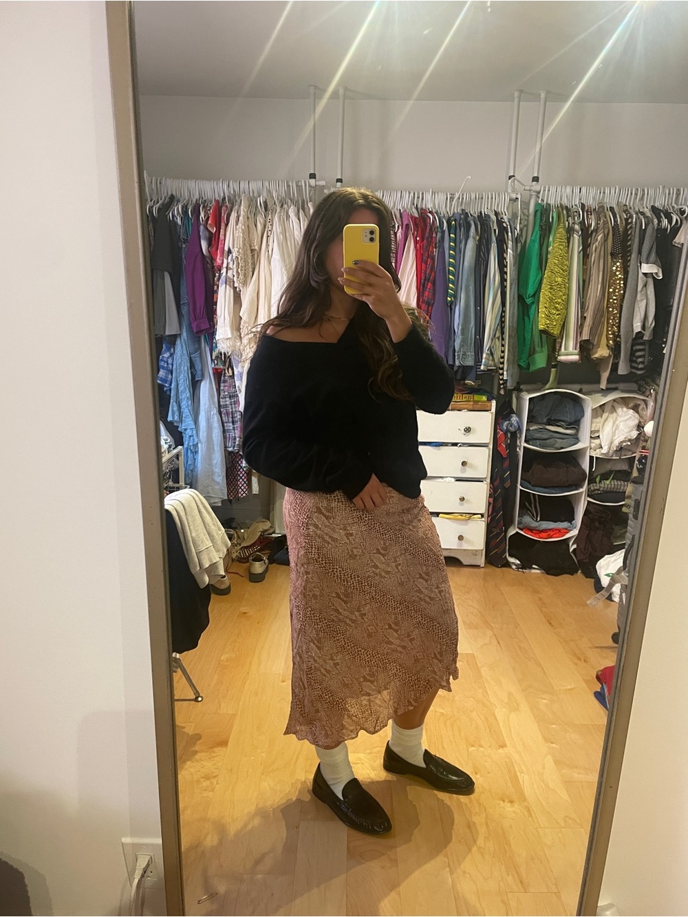 Women’s Snakeskin Bias Cut Midi Skirt